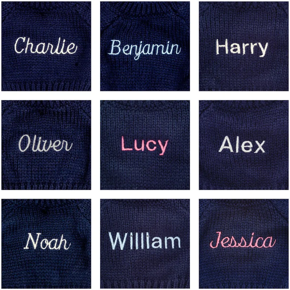 Bashful Black & Cream Puppy with Personalised Navy Jumper